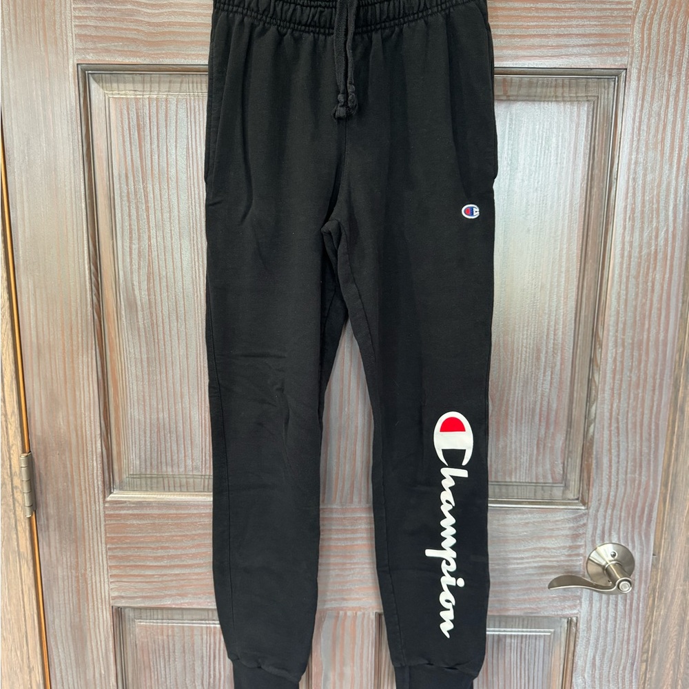 Champion Men’s Black Sweatpants with Logo